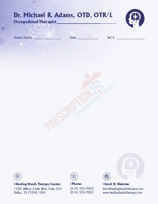 Occupational Therapist Letterhead Template (Word DOCX)