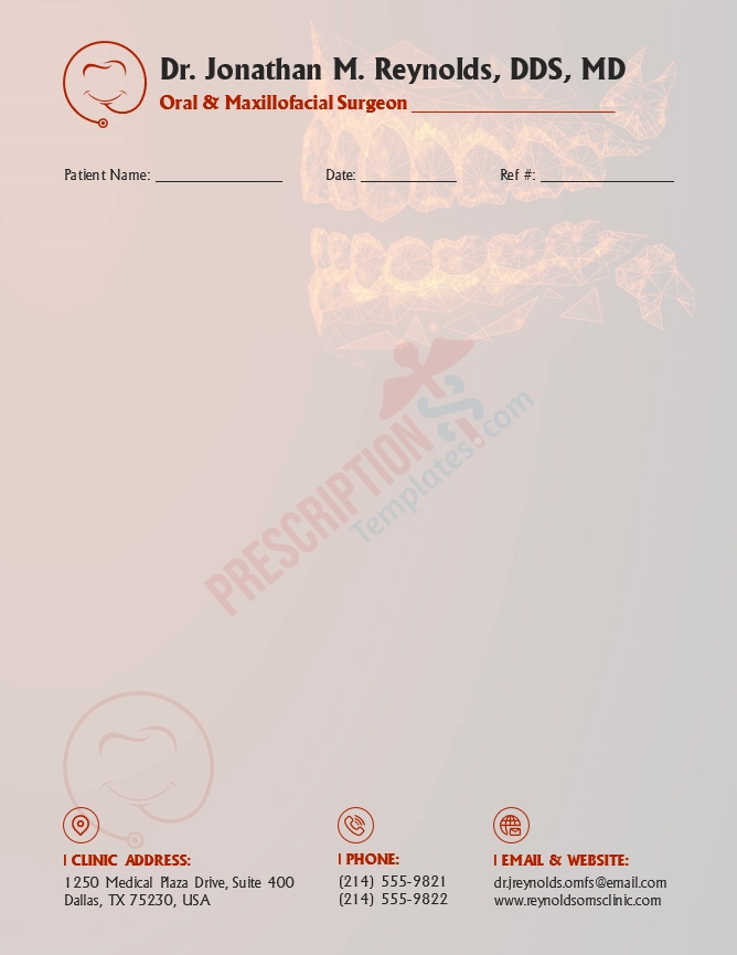 Oral & Maxillofacial Surgeon Letterhead Template (Word DOCX)