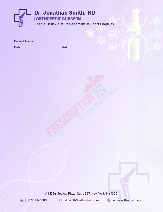 Orthopedic Surgeon Letterhead Template (Word DOCX)