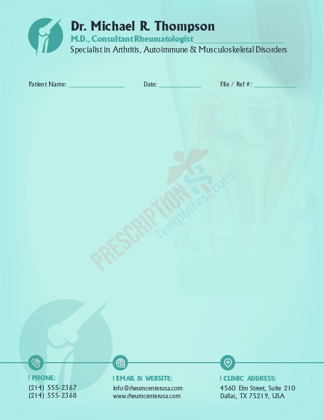 Rheumatologist Letterhead Template (Word DOCX)
