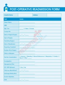 post-operative readmission form template for surgical complication assessment