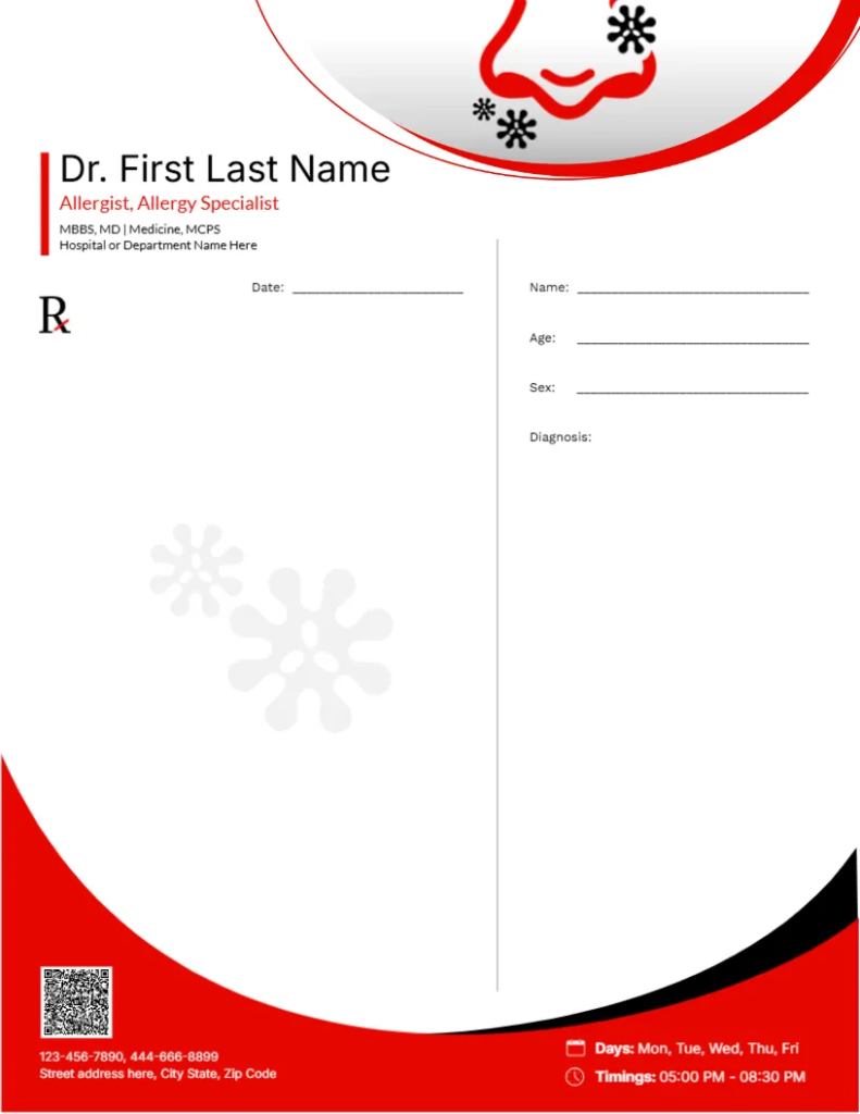 Allergist Prescription Template – 02