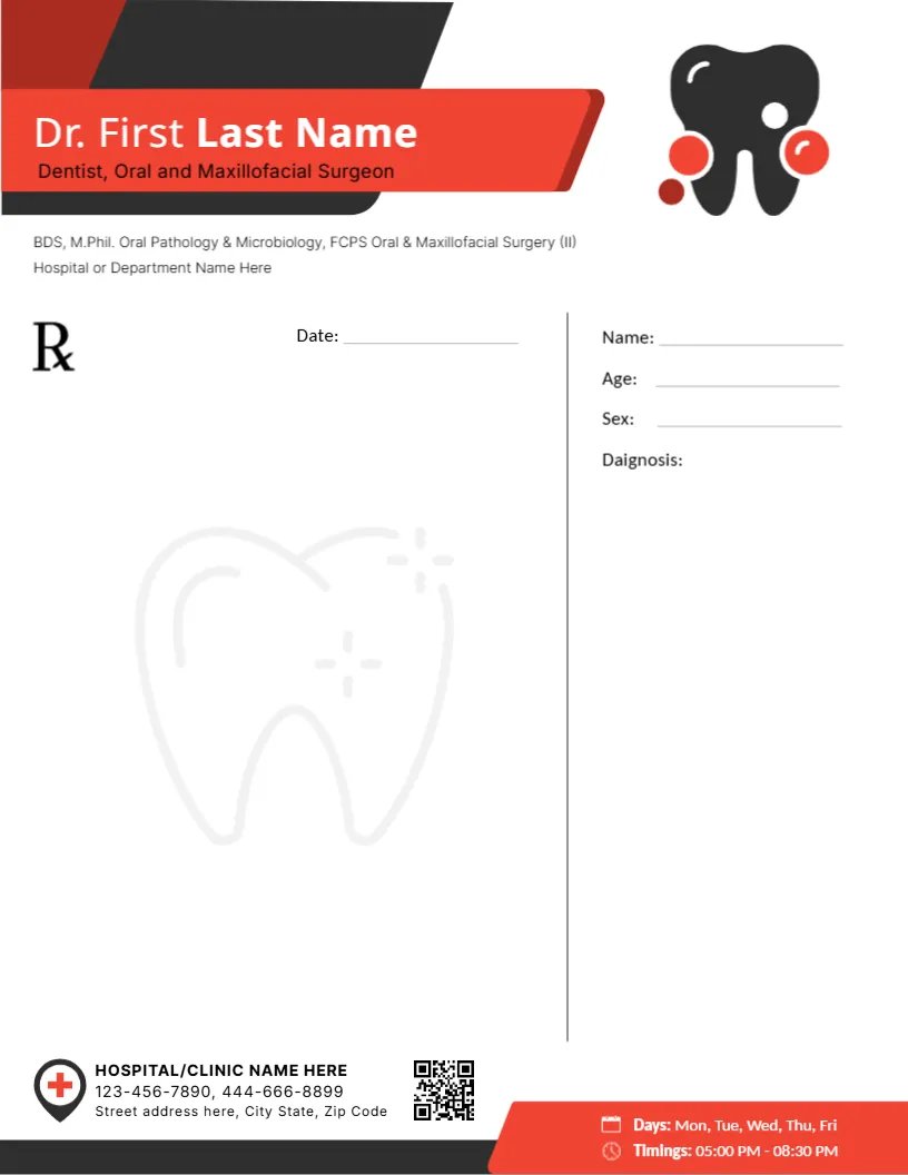 Dental Care Prescription Design Template