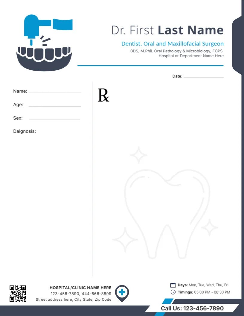 Dental Clinic Prescription Pad Design Template