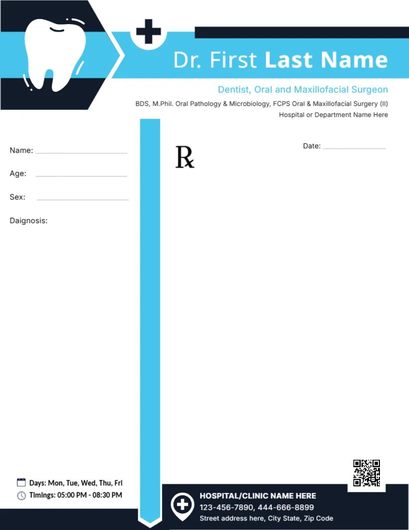Dentist Prescription Pad Template