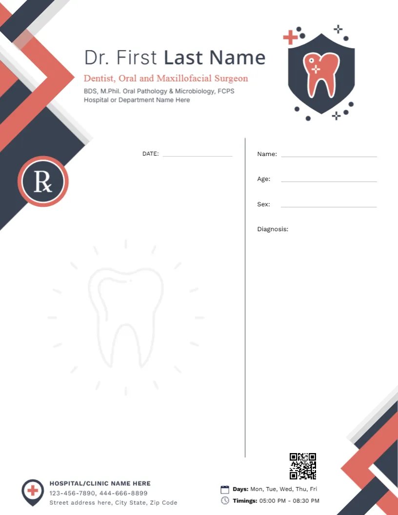 Medical Dental Prescription Pad Design Template