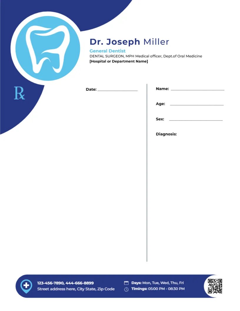 General Dentist Prescription Design Template