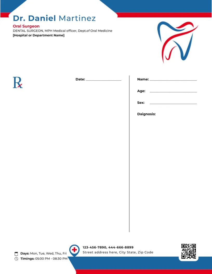 Oral Surgeon Prescription Design Template