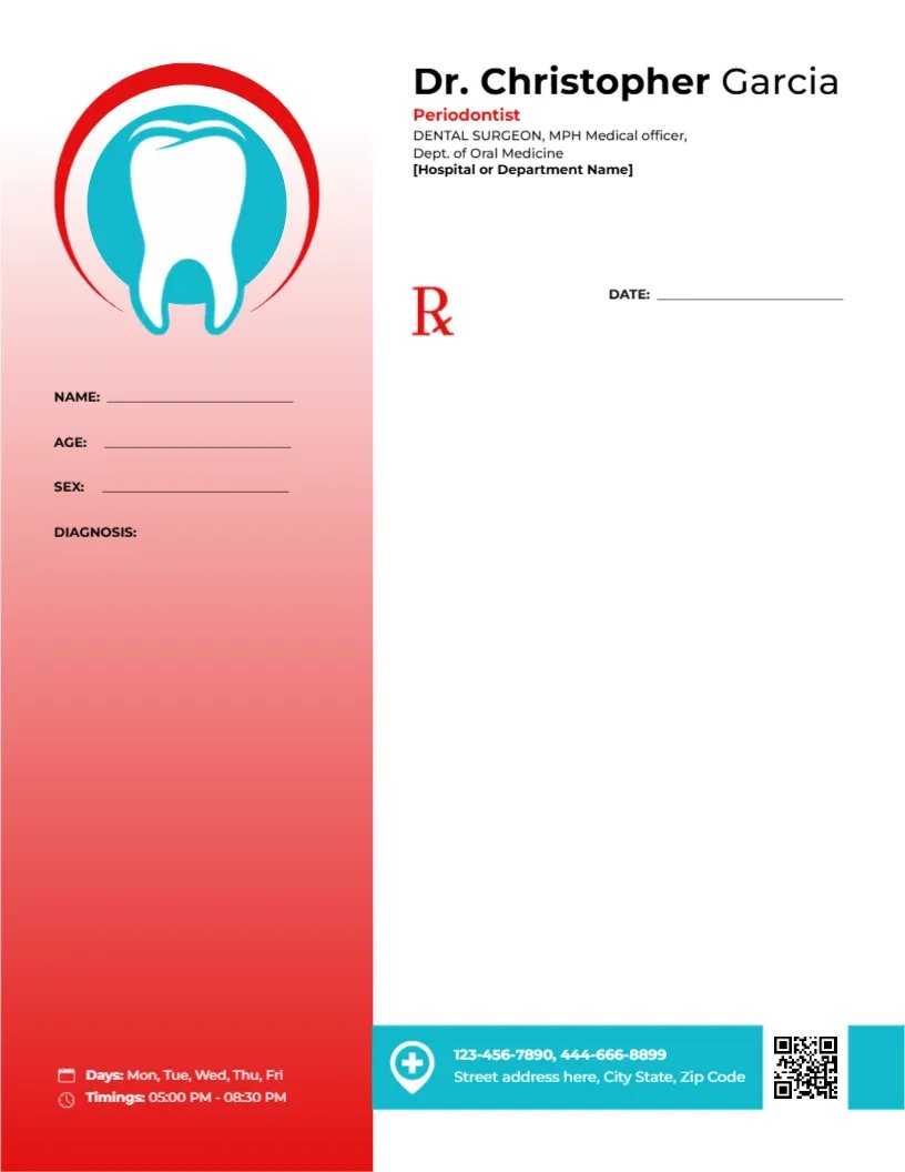 Periodontist Prescription Pad Template Design