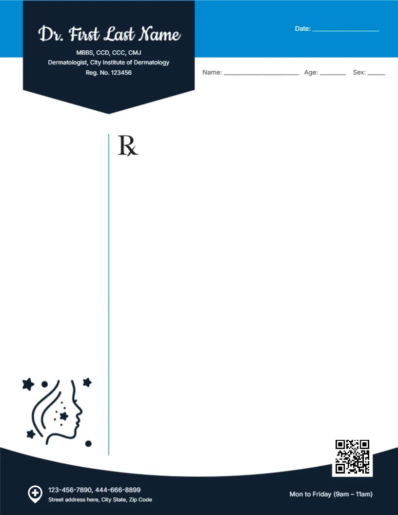 Clinical Dermatology Prescription Pad Design Template