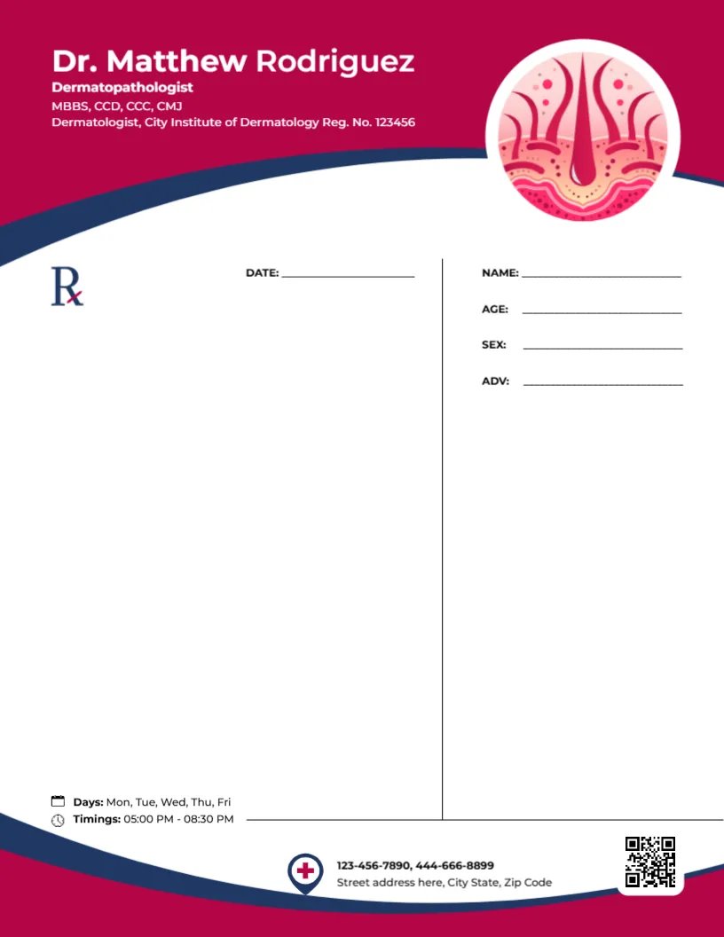 Dermatopathologist Prescription Design Template