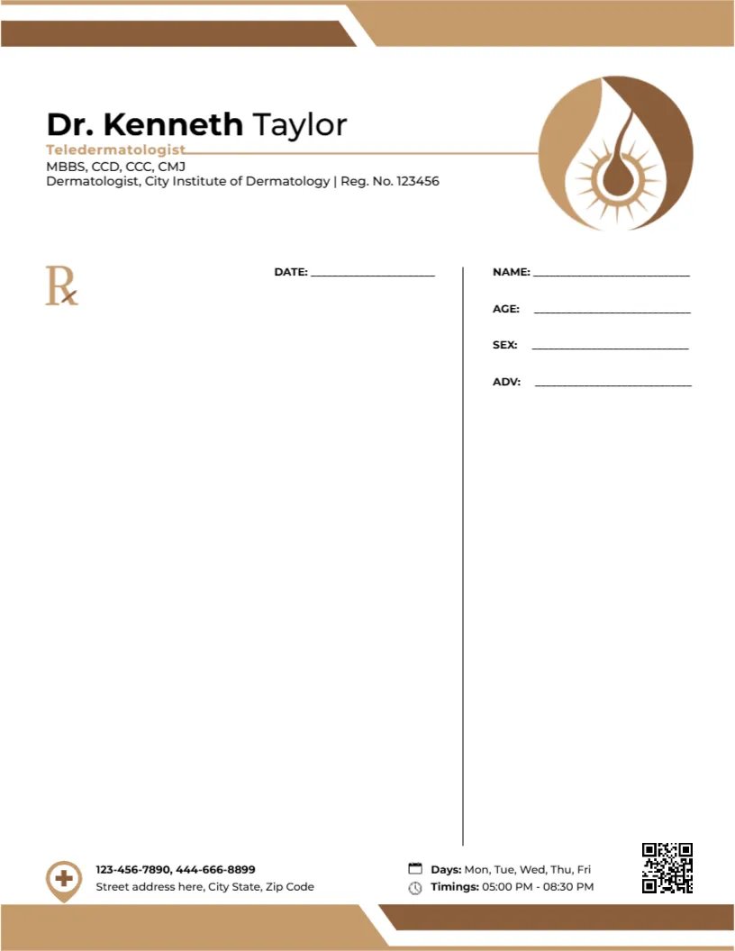 Teledermatologist Prescription Design Template