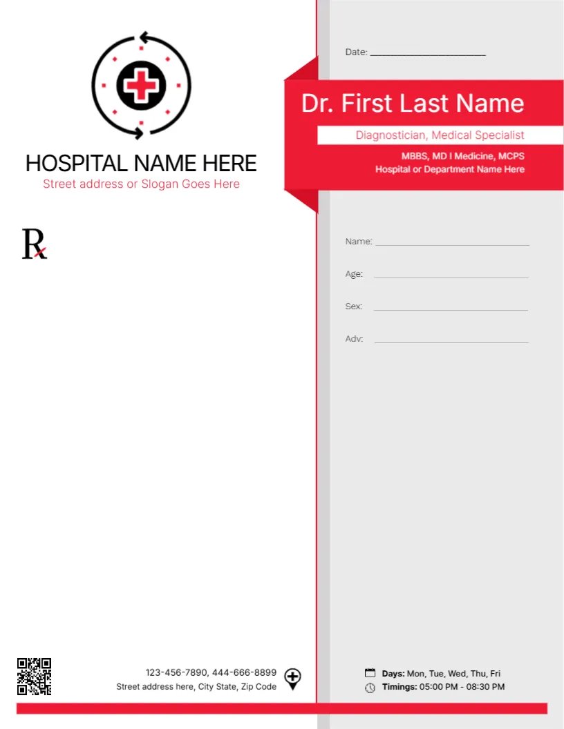 Diagnostician Prescription Pad Design Template