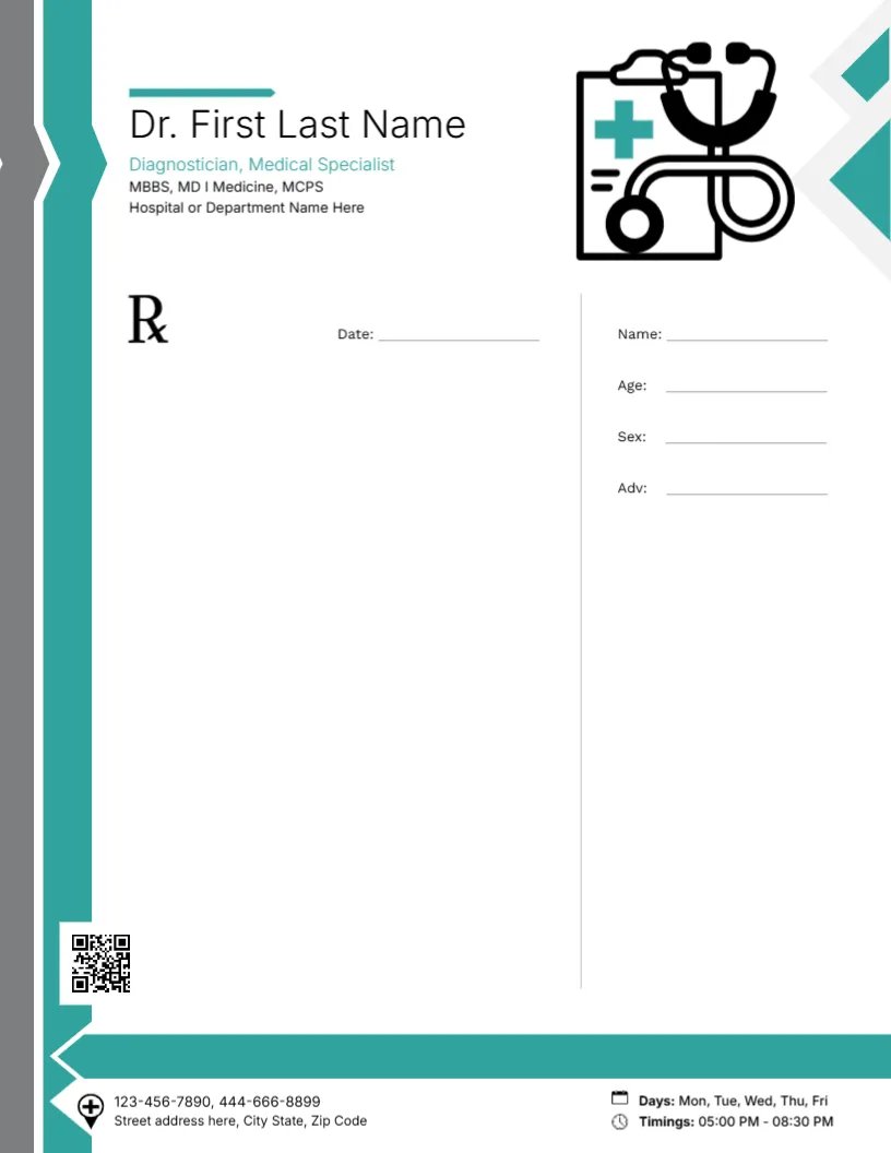 Diagnostician Clinic Prescription Pad Template