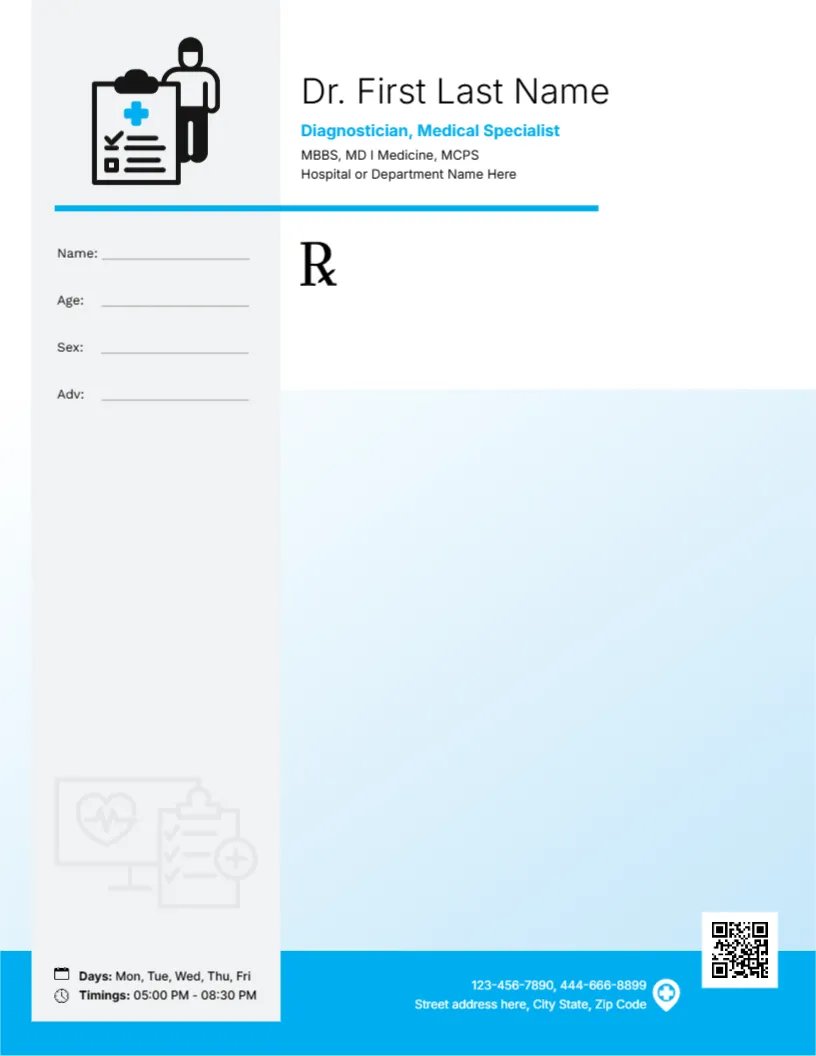 Contemporary Diagnostician Prescription Pad Template
