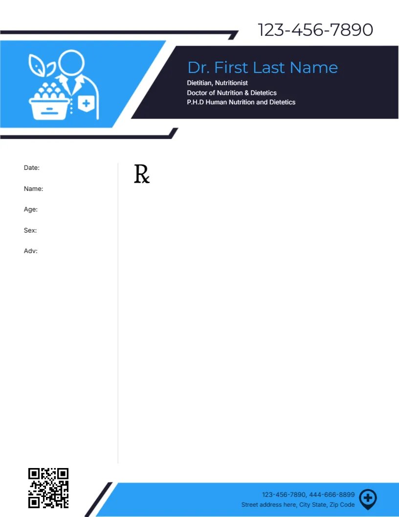 Personalized Dietitian Prescription Template