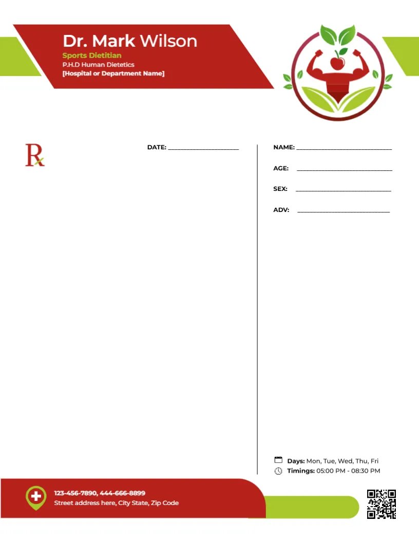 Sports Dietitian Prescription Design Template