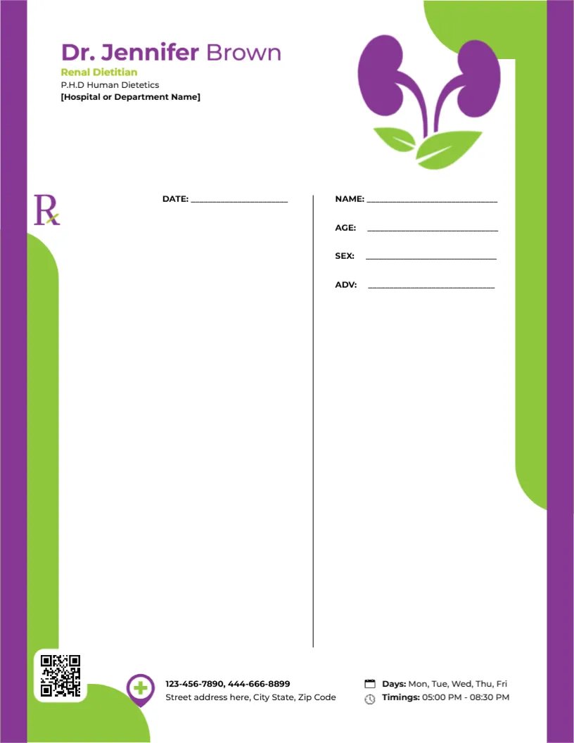 Renal Dietitian Prescription Template