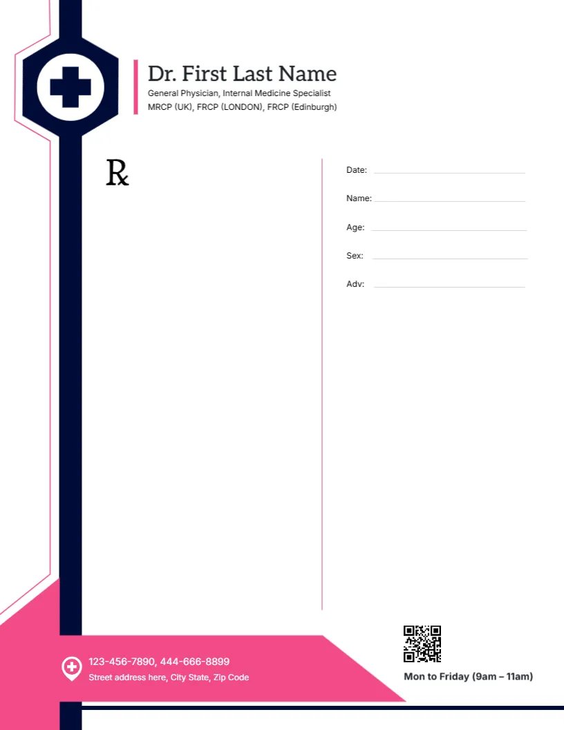 Family Physician Prescription Pad Template