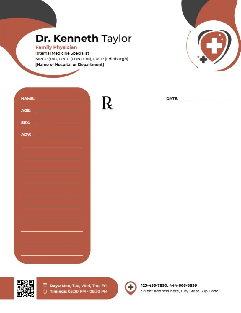 Premium Family Physician Prescription Template