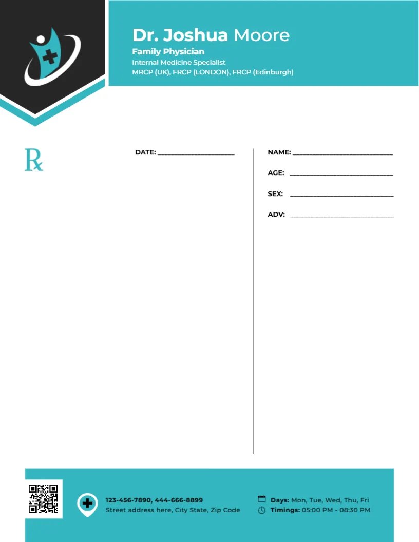 Clean Family Physician Prescription Template