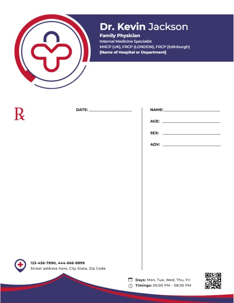 Clinical Family Physician Prescription Template