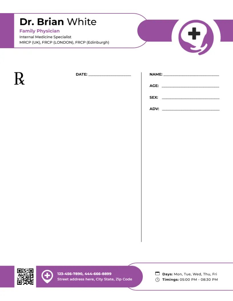 Premium Family Physician Prescription Template