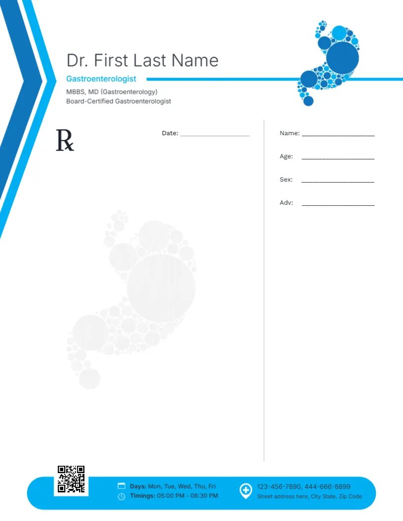 Gastroenterologist Blue Digestive Health Template