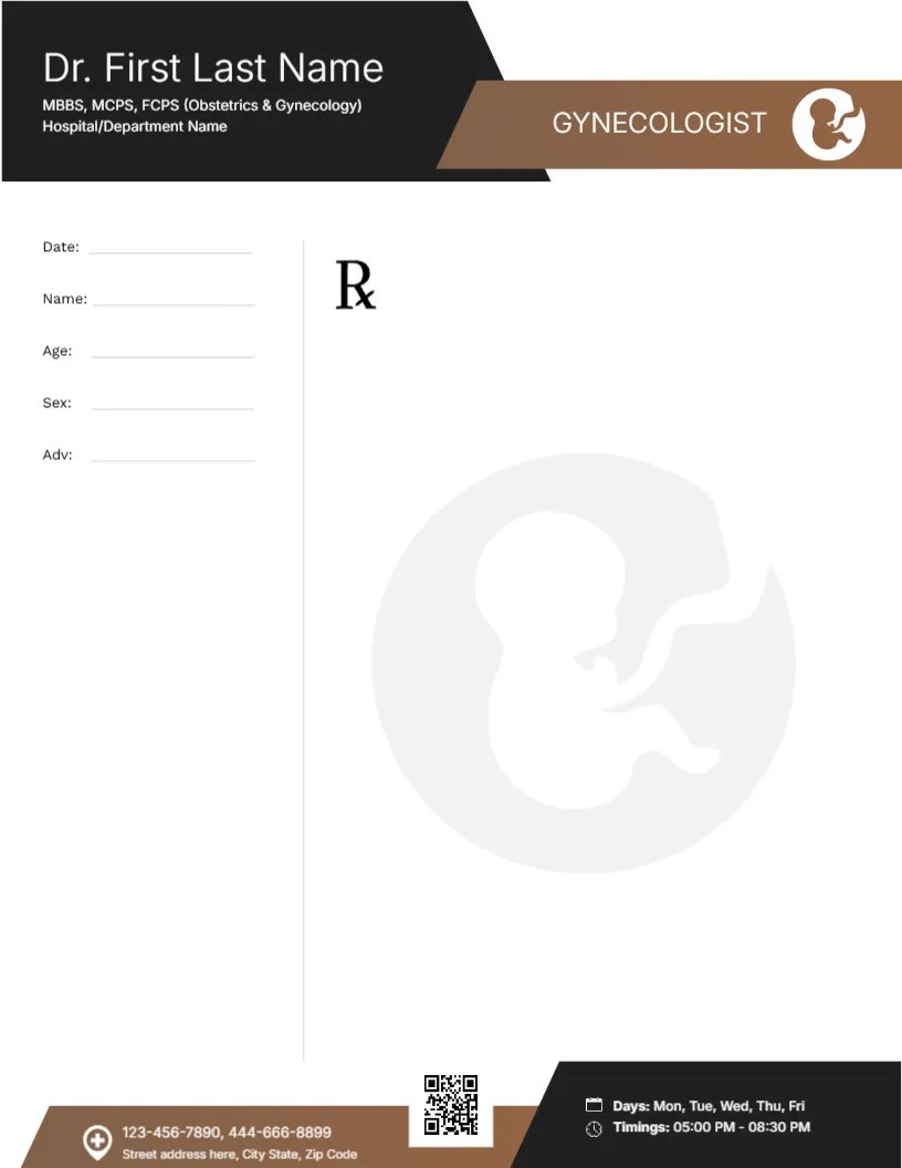 Gynecologist Prescription Template