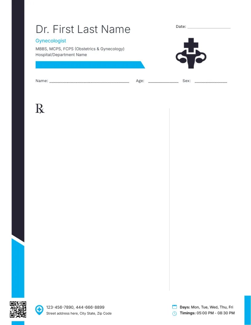Classic Gynecology Prescription Template