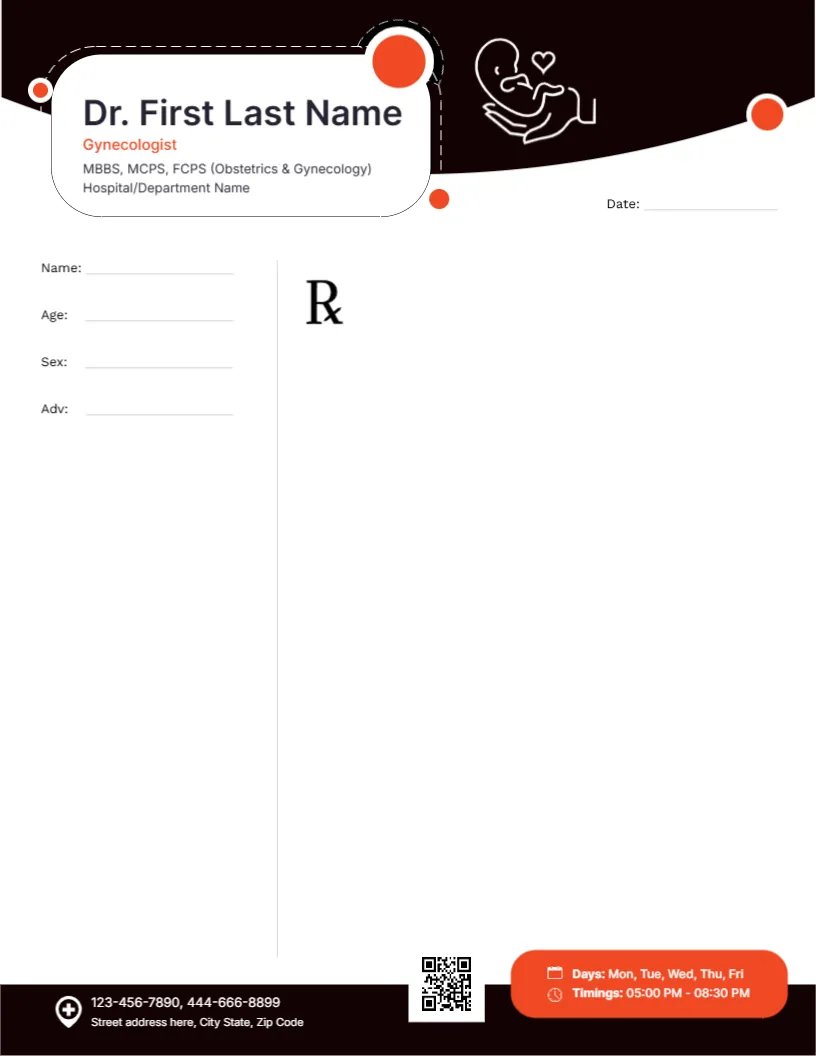 Specialist Gynecology Prescription Template
