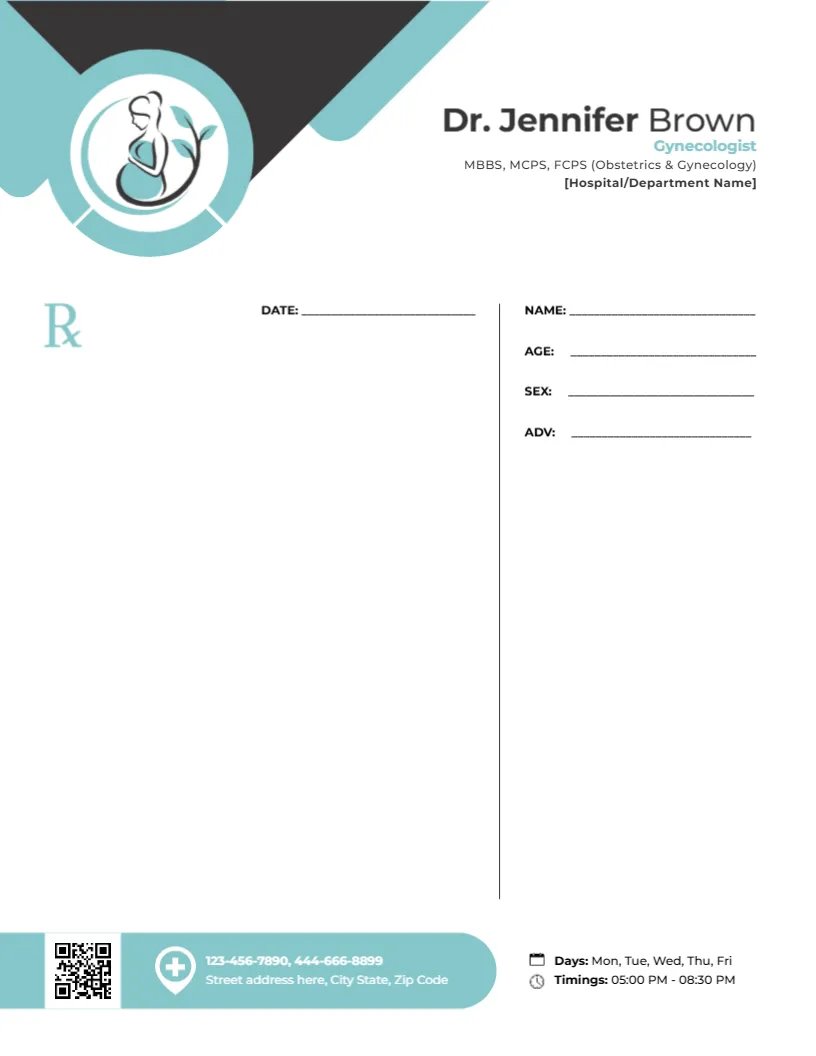 Patient Care Gynecology Prescription Template