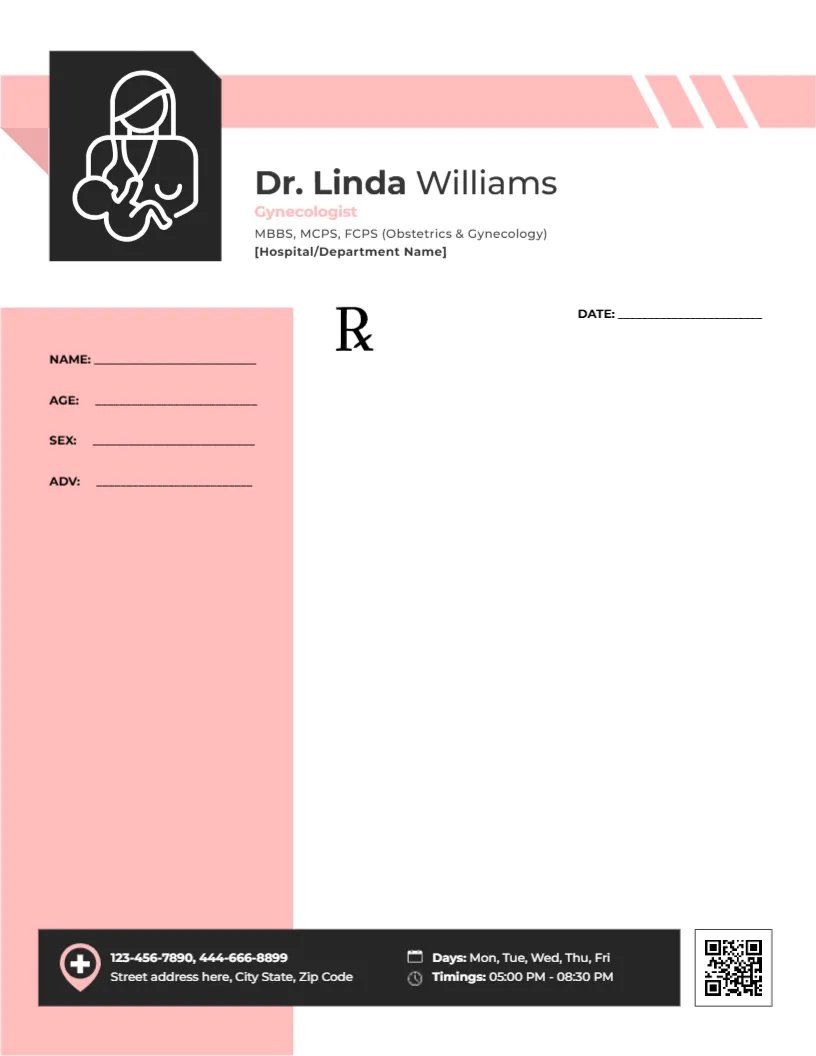 Professional Women’s Health Prescription Template