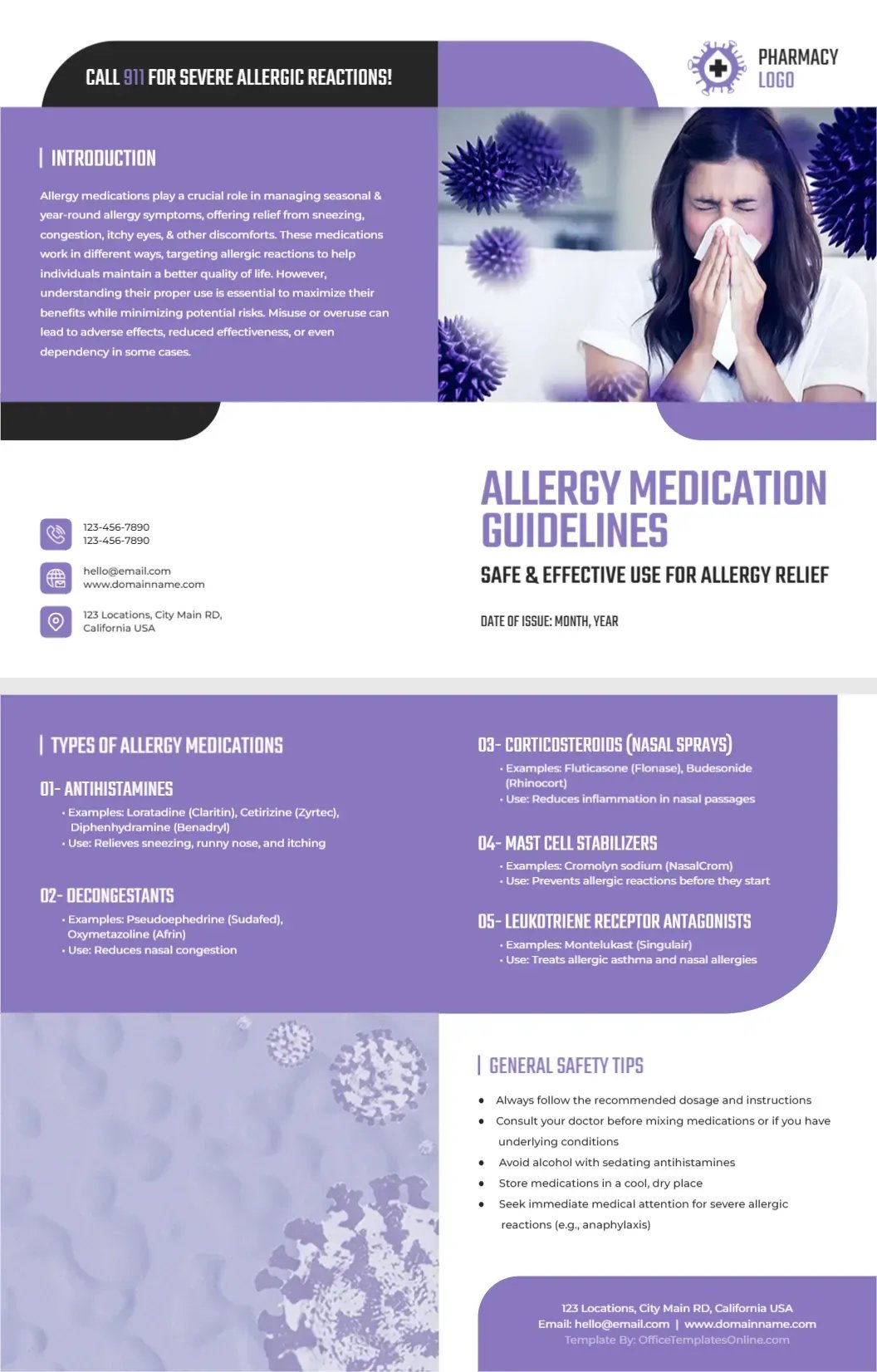 Allergy Medication Guidelines Handout Template