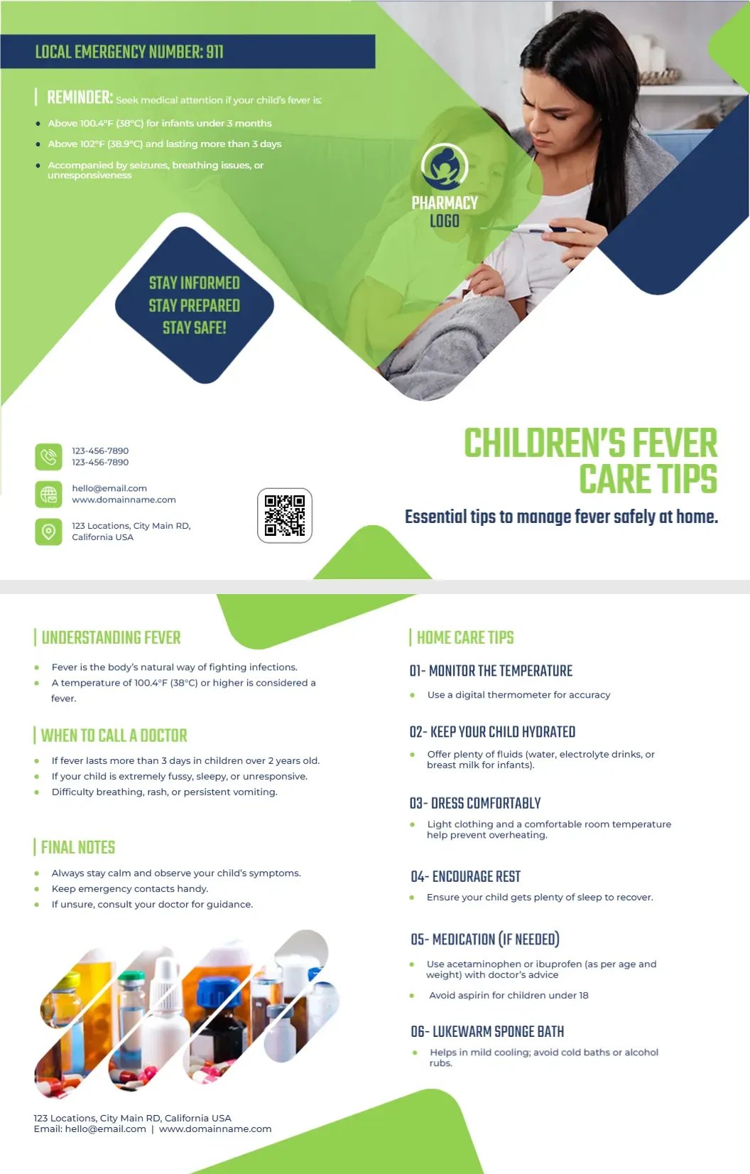 Children’s Fever Care Tips Handout Template