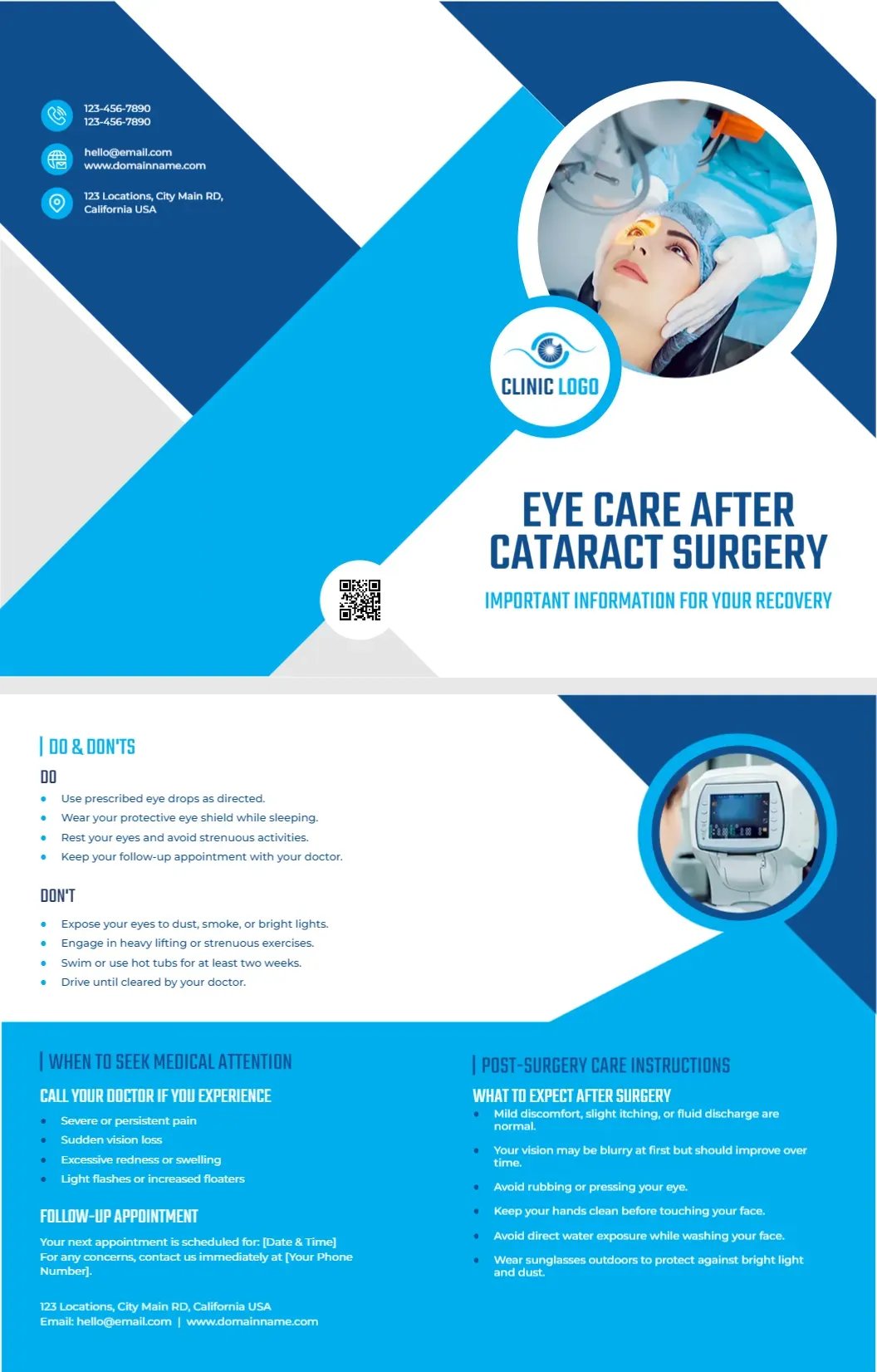 Eye Care After Cataract Surgery Handout Template