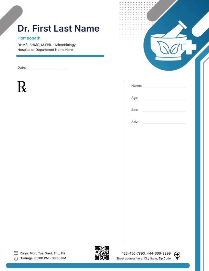 Homeopaths Prescription Pad Template