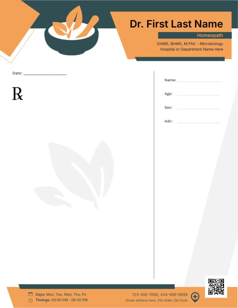 Classic Homeopath Prescription Template