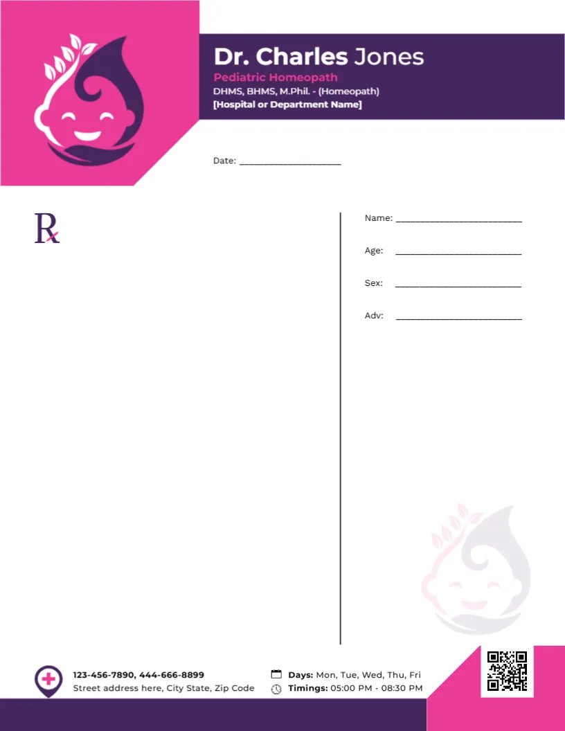 Pediatric Homeopath Prescription Template