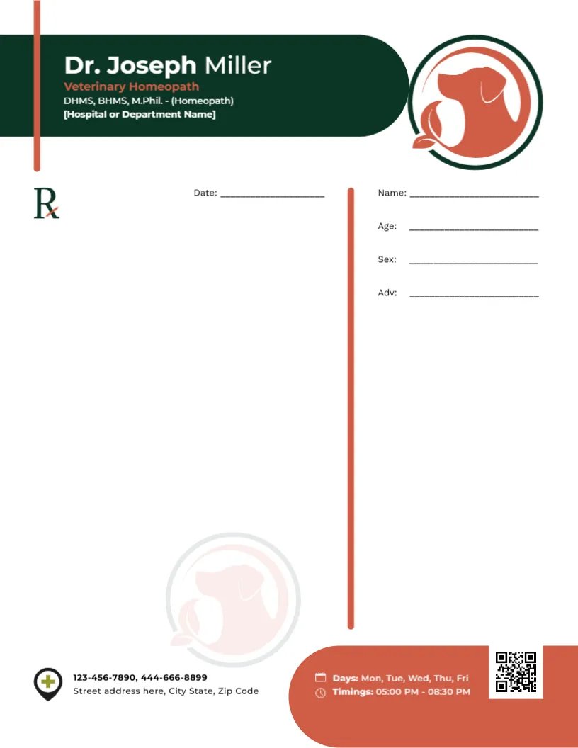 Veterinary Homeopath Prescription Template