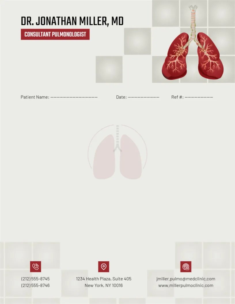 Pulmonologist Letterhead Template