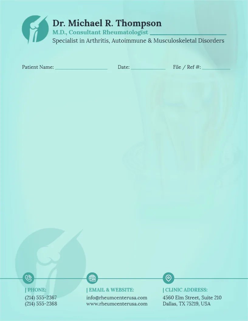 Rheumatologist Letterhead Template