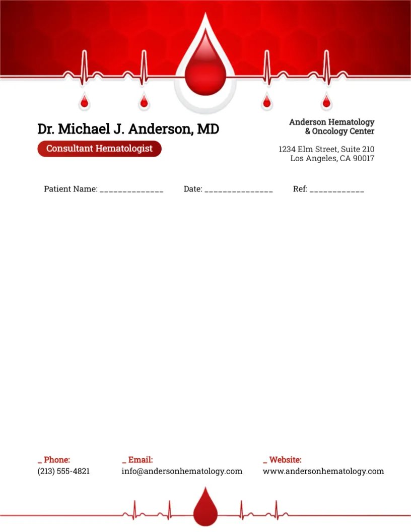 Hematologist Letterhead Template