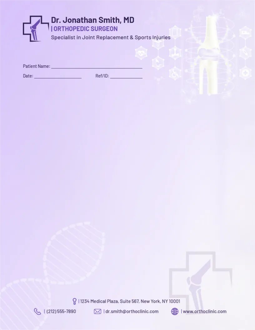 Orthopedic Surgeon Letterhead Template
