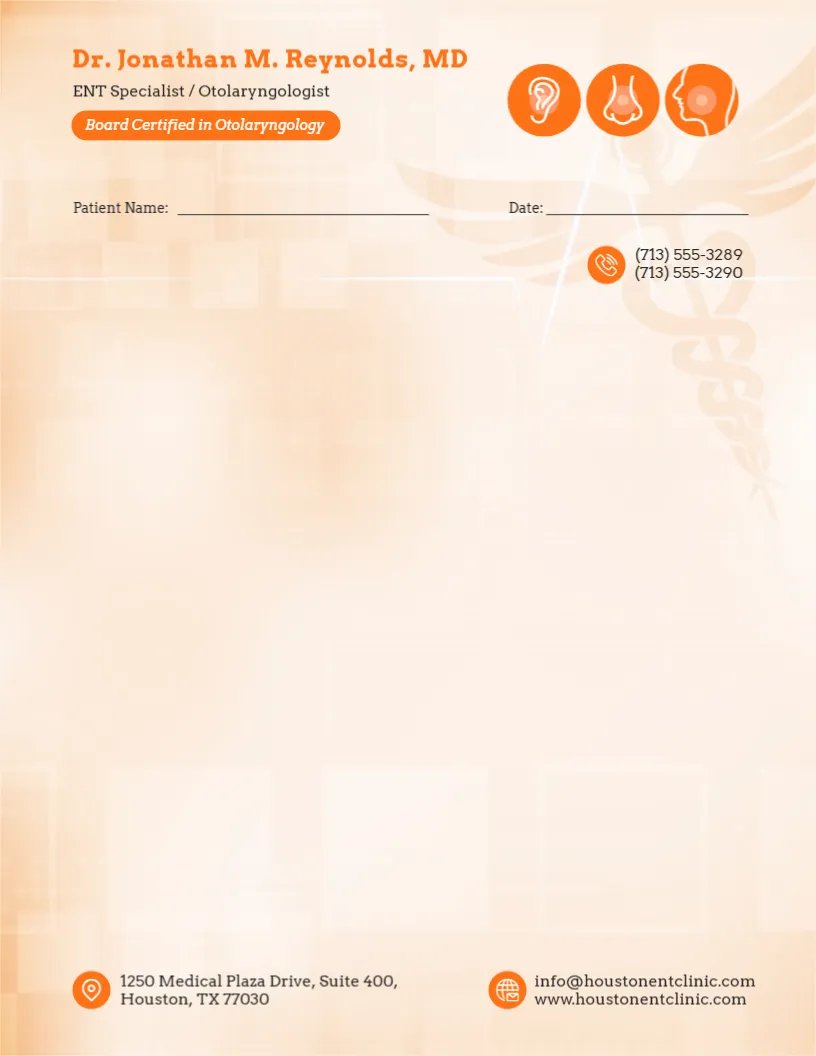 ENT Specialist (Otolaryngologist) Letterhead Template
