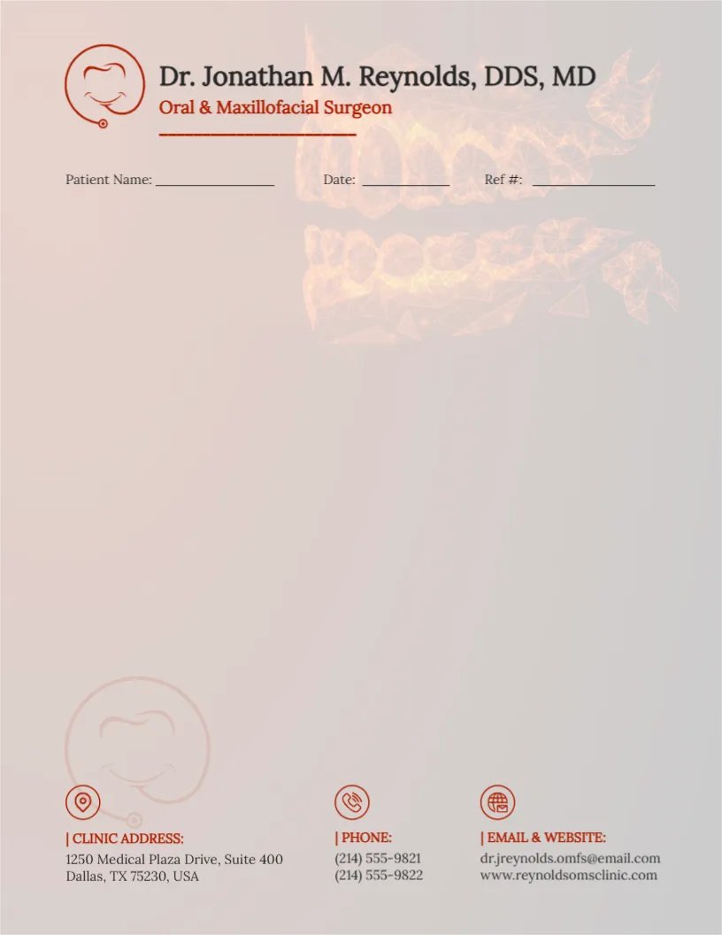 Oral & Maxillofacial Surgeon Letterhead Template