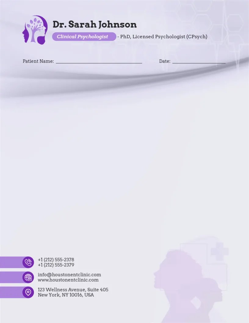 Clinical Psychologist Letterhead Template