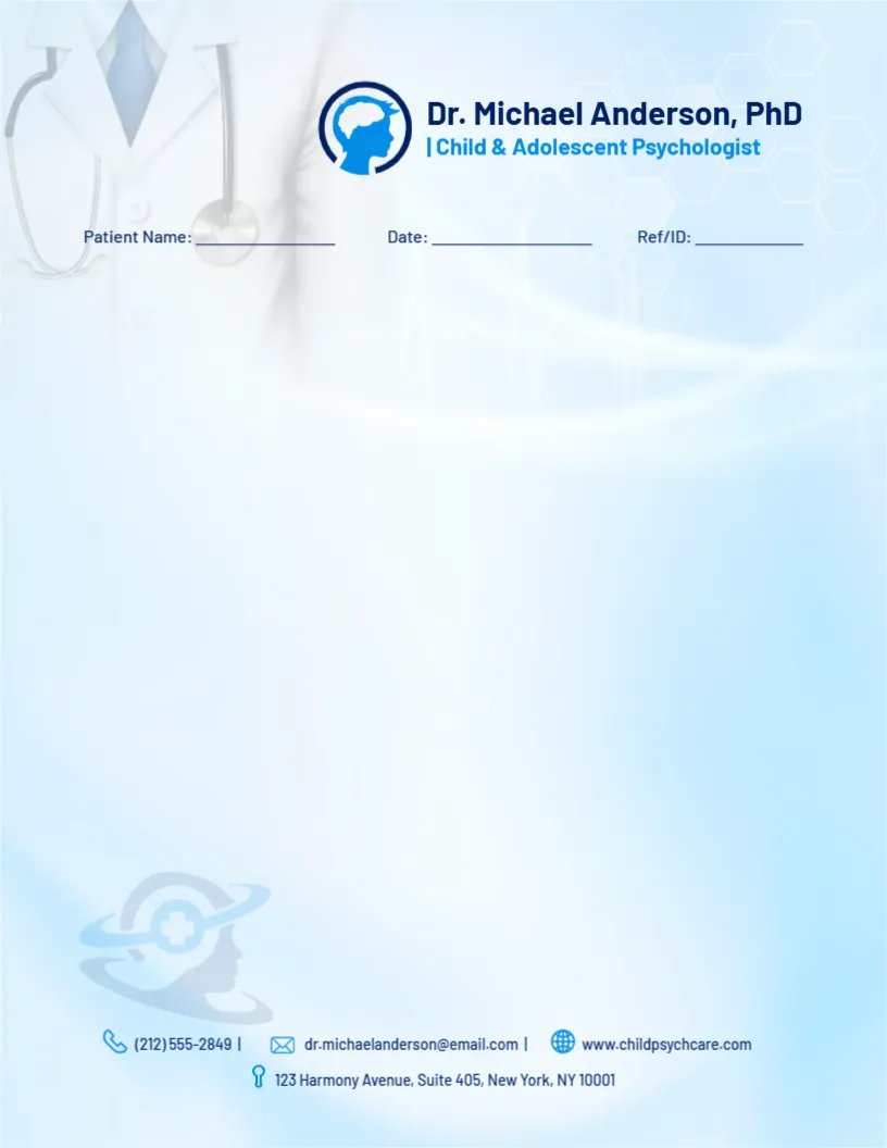 Child Psychologist Letterhead Template