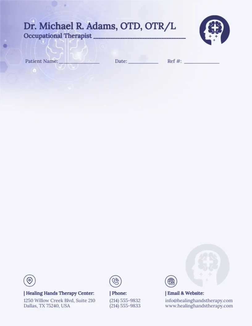 Occupational Therapist Letterhead Template