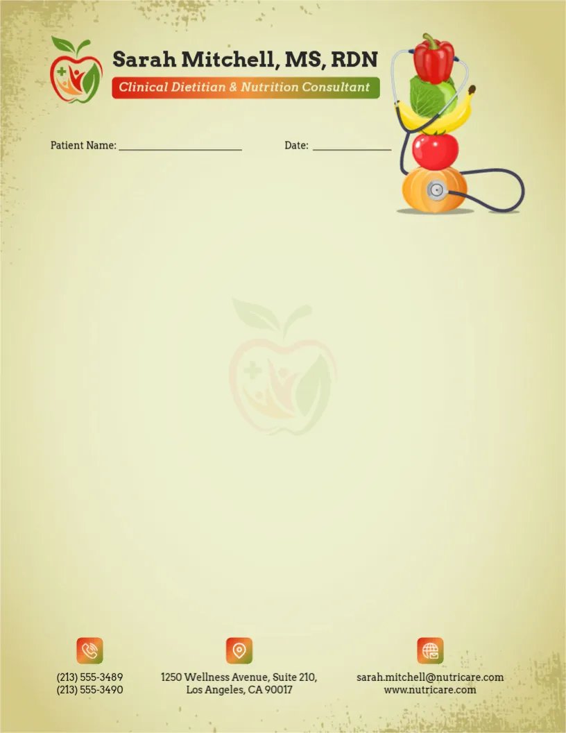 Dietitian Letterhead Template